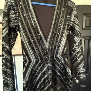 Black and Silver Sequin Dress